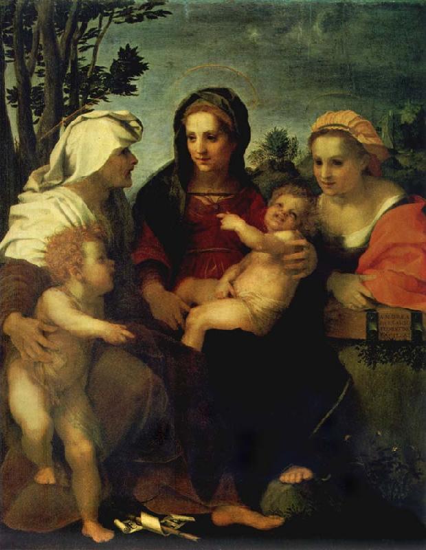 Andrea del Sarto Madonna and child with Sts Catherine and Elizabeth,and St John the Baptist oil painting picture